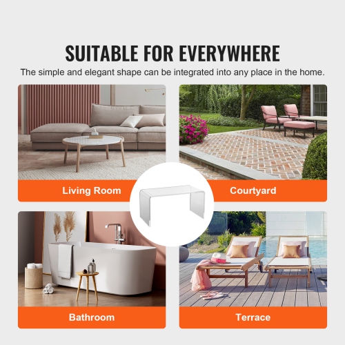 VEVOR 16.3 inch high Acrylic Coffee Table, C-Shaped Clear Acrylic End Table, Transparent Acrylic Side Table, for Coffee, Drink, Food, Snack used in