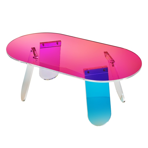VEVOR  13.8 Inch High Acrylic Coffee Table, Iridescent Acrylic End Table, Colorful Acrylic Side Table, for Coffee, Drink, Food, Snack Used In Living