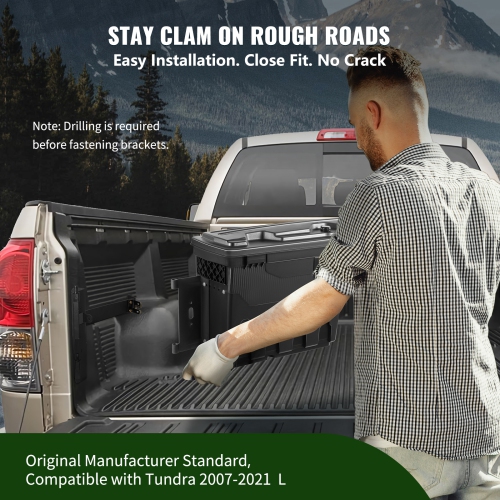 VEVOR 6.6 Gal/20 L Truck Bed Storage Box, Lockable Lid, Waterproof ABS Wheel Well Tool Box with Password Padlock, Compatible with Tundra 2007-2021,