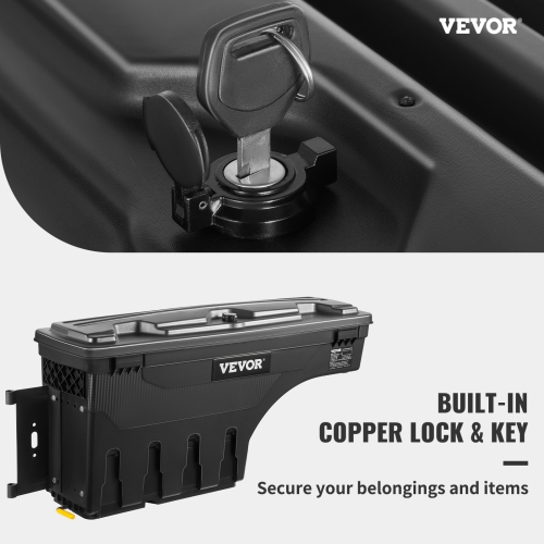 VEVOR 6.6 Gal/20 L Truck Bed Storage Box, Lockable Lid, Waterproof ABS Wheel Well Tool Box , Compatible with Chevrolet Silverado 1500 GMC Sierra 1500