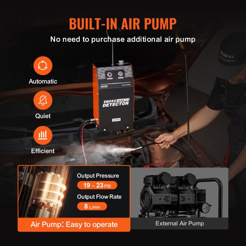 VEVOR Automotive Smoke Machine Leak Detector, EVAP Smoke Machine Leak Tester with Built-in Air Pump, Dual-Mode Vacuum Pipeline Fuel Diagnostic