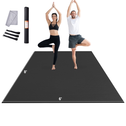 VEVOR  8X6Ft Exercise Mat, Non Slip High Density Premium Yoga Mat, Exercise Yoga Mat, Fitness & Exercise Mat w Bag & Carry Strap, for All Types Of Home