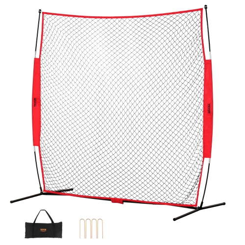 VEVOR 7x7 ft Ball Sports Barrier Netting, Portable Practice Equipment with Carry Bag, Protection Screen for Baseball Softball Lacrosse Soccer Hockey