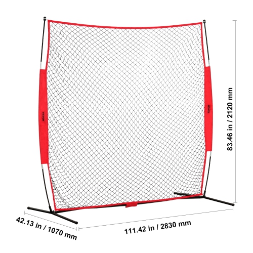 VEVOR 7x7 ft Ball Sports Barrier Netting, Portable Practice Equipment with Carry Bag, Protection Screen for Baseball Softball Lacrosse Soccer Hockey