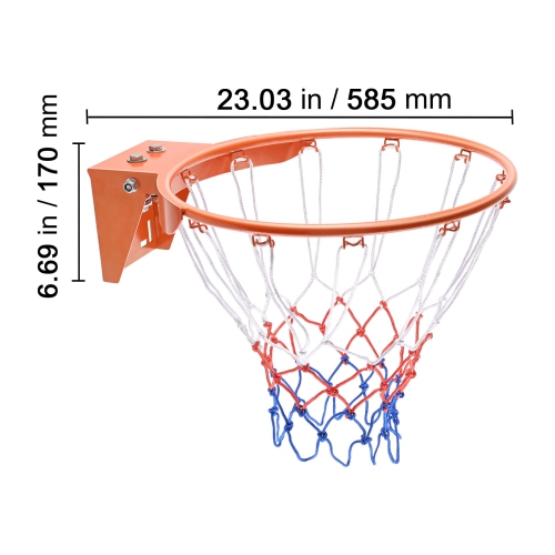 VEVOR Q235 Basketball Rim, Wall Door Mounted Basketball Hoop,Basketball Flex Rim Goal Replacement with Net, Standard 18" Indoor and Outdoor Hanging