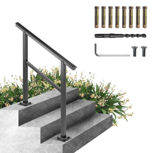 VEVOR  36 X 35" Outdoor Handrail 165Lbs Load Outdoor Aluminum Stair Handrail Outdoor Stair Railing Transitional Range From 0 to 50° Staircase