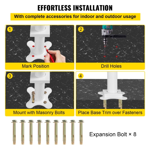 Ensemble pour marches d'escalier extérieur VEVOR, 0-5 marchepieds de 5 pi, rampe d'escalier en aluminium blanc à angle réglable pour les personnes