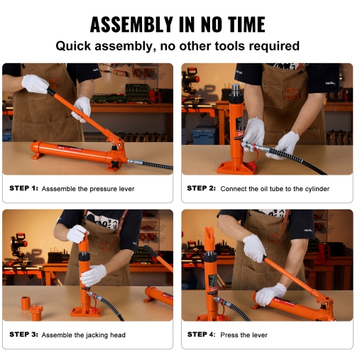 VEVOR 10 Ton Porta Power Kit, Portable Hydraulic Jack with 4.6 ft/1.4 m Oil Hose, Auto Body Frame Repair Kit with Storage Case for Car Repair, Truck,