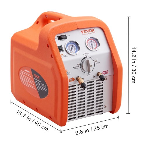 VEVOR 3/4 HP Portable Refrigerant Recovery Machine - AC Recovery Machine with High Pressure Protection 120V 60Hz Recovery Machine HVAC for Vapor