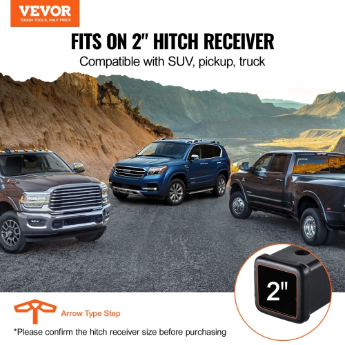 VEVOR 2 Inch Hitch Step for Receiver, Strong Steel Construction with 350 LBS Load Capacity, Rear Bumper Guard Protector with Pin Lock and Stabilizer,