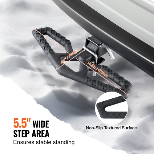 VEVOR 2 Inch Hitch Step for Receiver, Strong Steel Construction with 350 LBS Load Capacity, Rear Bumper Guard Protector with Pin Lock and Stabilizer,