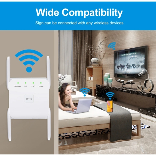 5G WiFi Repeater Wifi Amplifier Signal Wifi Extender Network Wi fi Booster 1200Mbps Long Range Wireless Wi-fi Repeater
