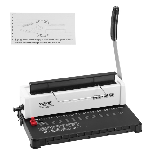 Relieuse à spirale à 34 trous VEVOR, reliure manuelle à 120 feuilles, reliure à spirale ajustable pour cartable à perforation 3/16 » – reliure