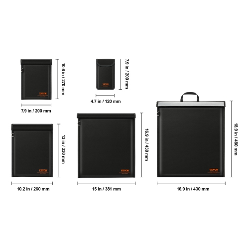 VEVOR 4 Pack Faraday Bag,Set for Laptop(16.9x15"),Tablet(13x10.2"),Phone(7.87x4.7") & Radio(10.6x7.8"),Fireproof Signal Blocking Holder Faraday Pouch
