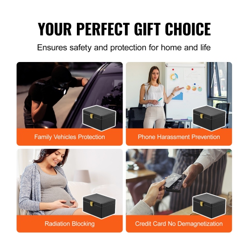 VEVOR 6.3 x 5.1 x 3.7" Faraday Box,PU Leather Signal Blocking Holde,Keyless Fob,Protector Shielding with 2 Key Bag,for WiFi, RFID, GPS, Bluetooth &