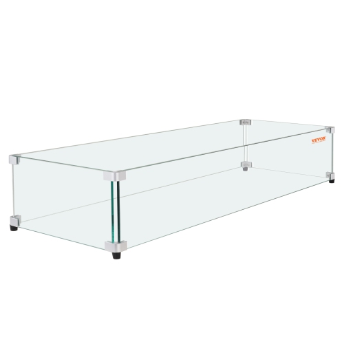 Pare-vent en verre de 31 x 12,5 x 6,5&nbsp;po VEVOR pour table à foyer rectangulaire, panneau en verre trempé épais et robuste de 0 31&nbsp;po avec