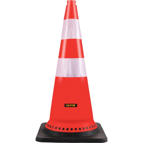 VEVOR 8 x 30" Safety Cones, PVC Orange Construction Cones, Reflective Collars Traffic Cones with Black Weighted Base Used for Traffic Control,