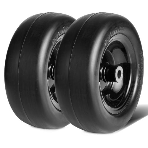 VEVOR 11x4-5" Lawn Mower Tires with Rim,Tubeless Tractor Tires, 2-Pack Tire and Wheel Assembly, Flat-free PU Tire, 3.4" Centered Hub, 3/4" Bushing