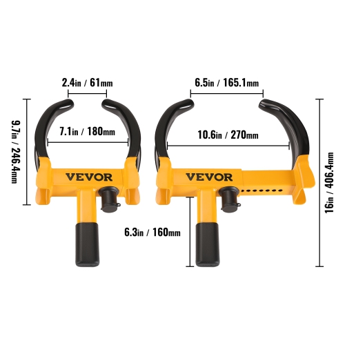 VEVOR 2 Packs Wheel Lock, Universal Wheel Clamp Lock, Adjustable Anti Theft Trailer Lock Wheel Clamp, Heavy-duty Steel Tire Lock for ATV RV SUV Car