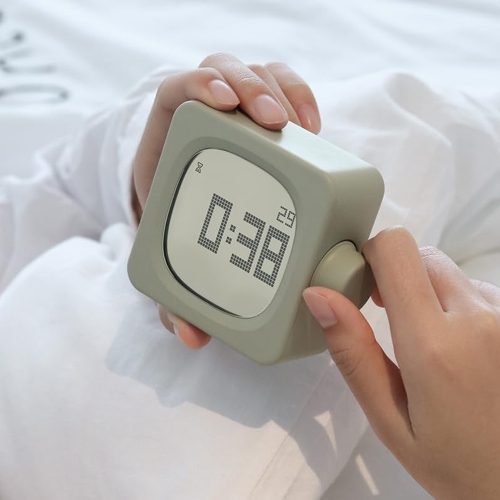 Green Digital Alarm Clock, Compact Rechargeable Alarm Clock with Backlight and Date Display