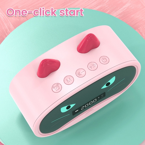 Pink Cartoon Cat Alarm Clock, Dual Alarms, Bluetooth Speakers, and Radio Functions