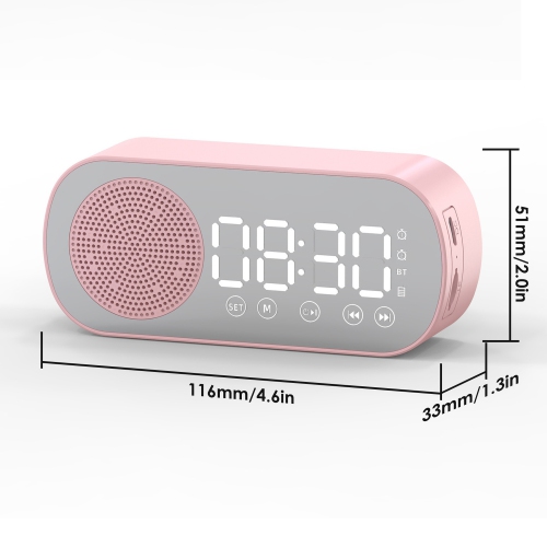 Multifunctional Smart FM Radio, Bluetooth Speaker Alarm Clock, Mirror Clock for Bedroom and Office