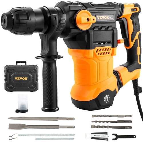 VEVOR 1-1/4 Inch SDS-Plus Rotary Hammer Drill, 13 Amp Corded Drills, Chipping Hammers with Vibration Control & Safety Clutch, Electric Demolition