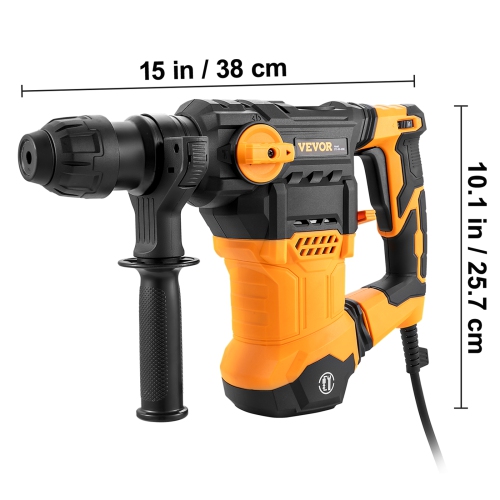 VEVOR 1-1/4 Inch SDS-Plus Rotary Hammer Drill, 13 Amp Corded Drills, Chipping Hammers with Vibration Control & Safety Clutch, Electric Demolition