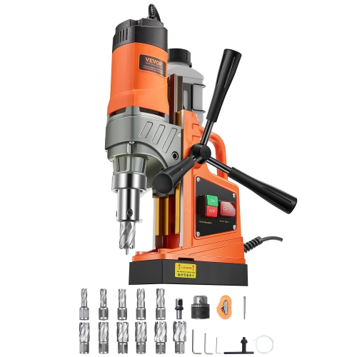VEVOR  1450W Magnetic Drill, Motor 1.6 In Boring Diameter, 2810 Lbf Portable Electric Mag Drill Press, \w 11 Coring Bits, 850 Rpm Speed, Drilling