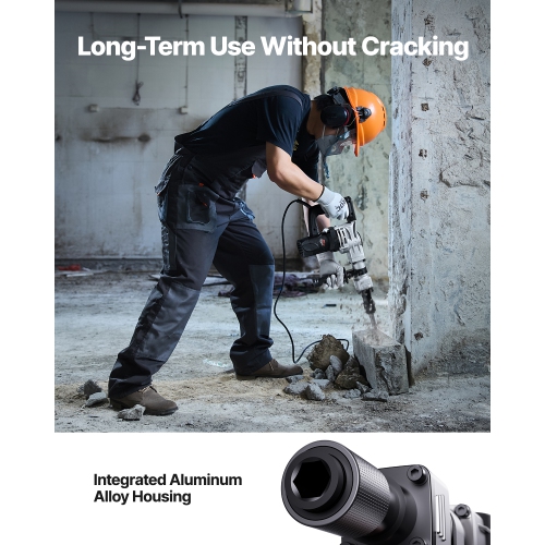 VEVOR 1400W Demolition Jack Hammer, Electric Jackhammer Heavy Duty, 2pcs Chisels Bits Chipping with Case, 2900 BPM Concrete Breaker, Gloves Black