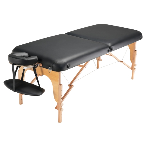 VEVOR 30" W Professional Folding Wide Massage Table, 8-Level Height Adjustable Facial Salon Tattoo Bed, Portable Spa Table with Headrest, Hand Pallet