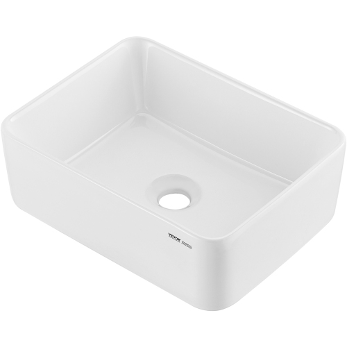 VEVOR 16" x 12" Rectangle Vessel Sink, Bathroom Vessel Sink Countertop, White Ceramic Bathroom Sinks Above Counter, Modern Style, Bright and Elegant,