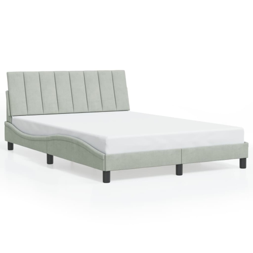 vidaXL Bed Frame with LED without Mattress "Hanko" Light Grey 137x190 cm Velvet