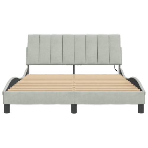 vidaXL Bed Frame with LED without Mattress "Hanko" Light Grey 137x190 cm Velvet