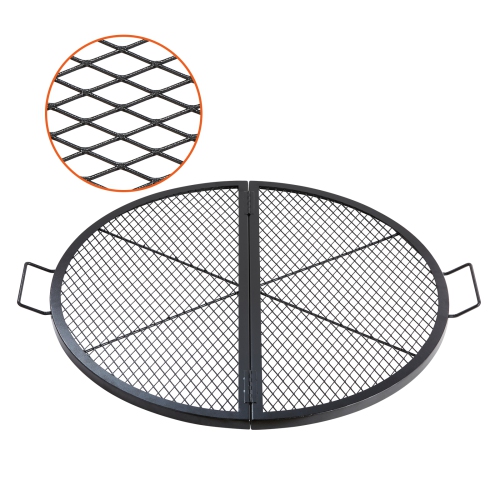 Grille de foyer de 36&nbsp;po X-Marks de VEVOR, grille de cuisson ronde pliable, grille de barbecue Campfire en acier robuste avec poignée et support