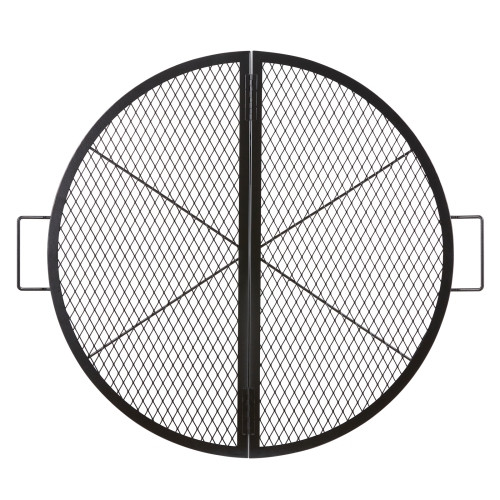 Grille de foyer de 36&nbsp;po X-Marks de VEVOR, grille de cuisson ronde pliable, grille de barbecue Campfire en acier robuste avec poignée et support