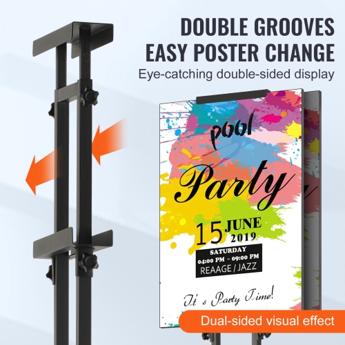 VEVOR Poster Stand, Adjustable Height Up to 75", Double-Sided Heavy Duty Pedestal Sign Holder, Floor Standing Sign Holder Banner Stand with