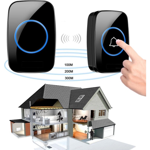 Wireless Doorbell Waterproof Doorbell Kit with 60 Chime 5 Levels Volume LED Flash Home Wireless Door Bell