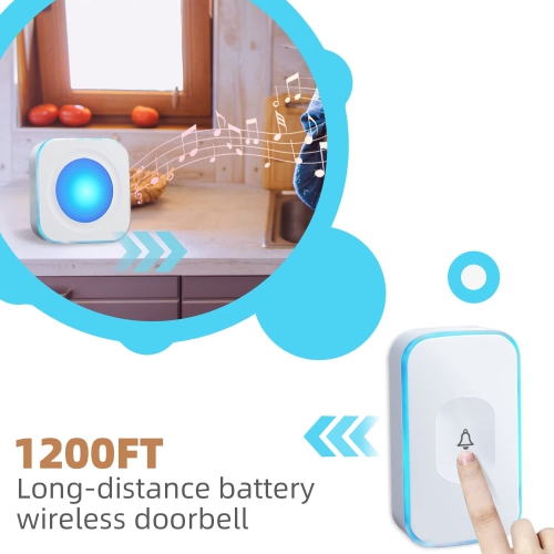 Wireless Ding Dong Doorbell Battery Operated Flashing Wireless Doorbells for Home