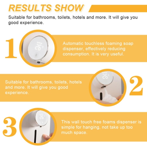 Distributeur de savon automatique Distributeur de savon sans contact Distributeur de mousse à recharge USB - Blanc