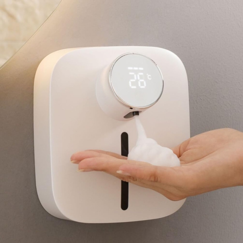 Distributeur de savon automatique Distributeur de savon sans contact Distributeur de mousse à recharge USB - Blanc
