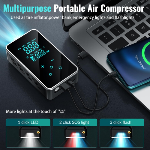 Tire Inflator Portable Air Compressor Air Pump Electric Air Pump Cordless Tire Pump for Car Motorcycle Bike Ball