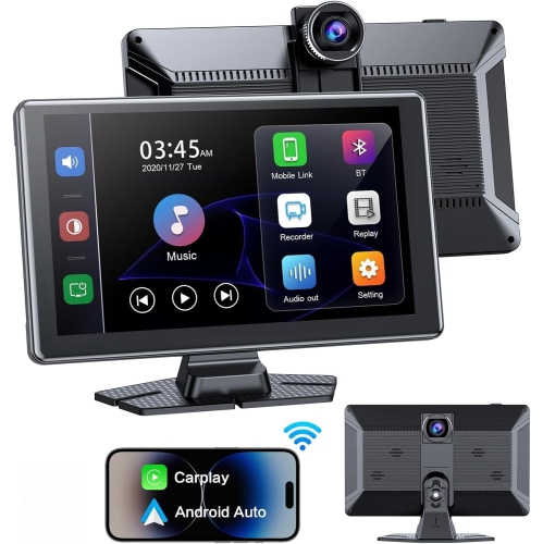 Image 1 de 6.. CarPlay sans fil, CarPlay à écran tactile de 9&nbsp;po, Chaîne stéréo pour l'auto avec Apple CarPlay et Android Auto, Mirror Link, Navigation