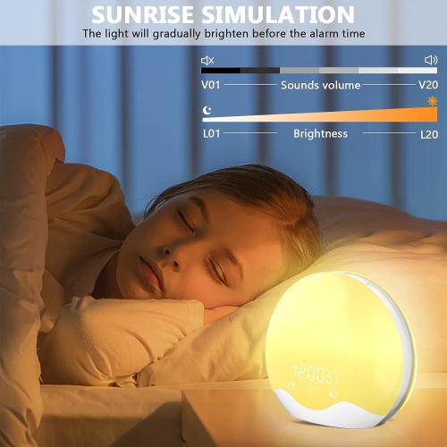 Sunrise Clock Wake-up Light Colorful Atmosphere Night Light LED Alarm Clock