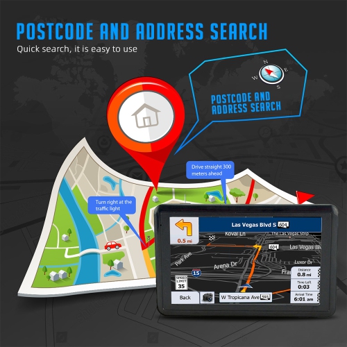 Système de navigation portatif de 7 po pour voiture