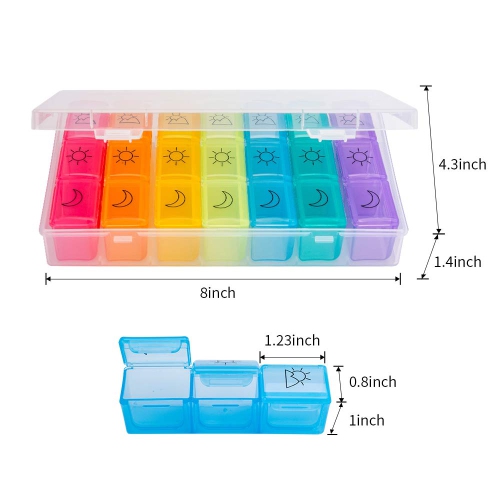 Weekly Pill Organizer 3 Times A Day Medication Case 7 Day Pill Box Vitamin Pill Case