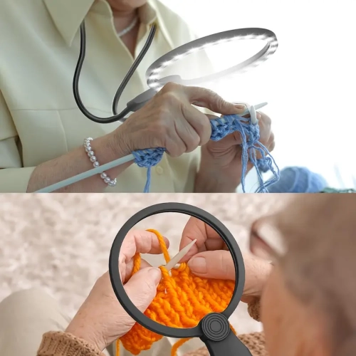 Loupe avec lumière, loupe 5x mains libres avec support, loupe large pour aînés Lecture couture