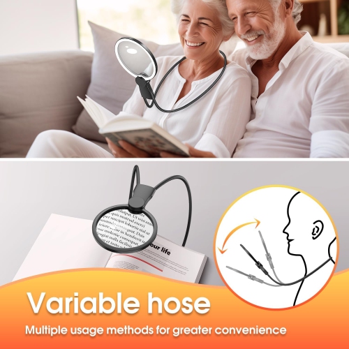 Loupe avec lumière, loupe 5x mains libres avec support, loupe large pour aînés Lecture couture