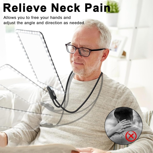 Hand-Free Magnifying Glass with Light,Neck Wear Large Magnifier,Flexible Gooseneck Magnifier for Elderly Reading Sewing