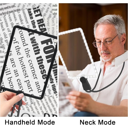 Hand-Free Magnifying Glass with Light,Neck Wear Large Magnifier,Flexible Gooseneck Magnifier for Elderly Reading Sewing